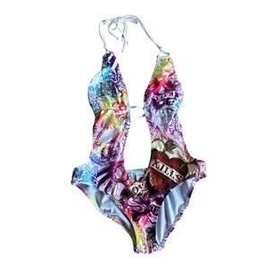 Vintage Ed Hardy Love Kills Slowly Monokini Cutout One Piece Swimsuit Women's M